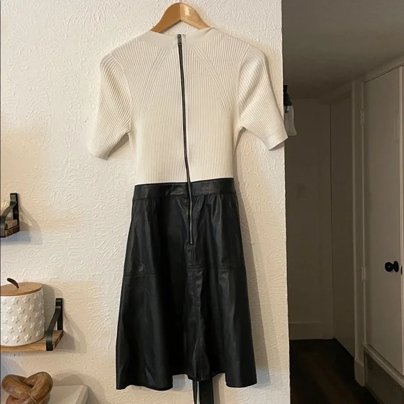 TED BAKER Oliyia Short Sleeve A Line Faux black Leather Mini Dress US Size 8 - Picture 10 of 12